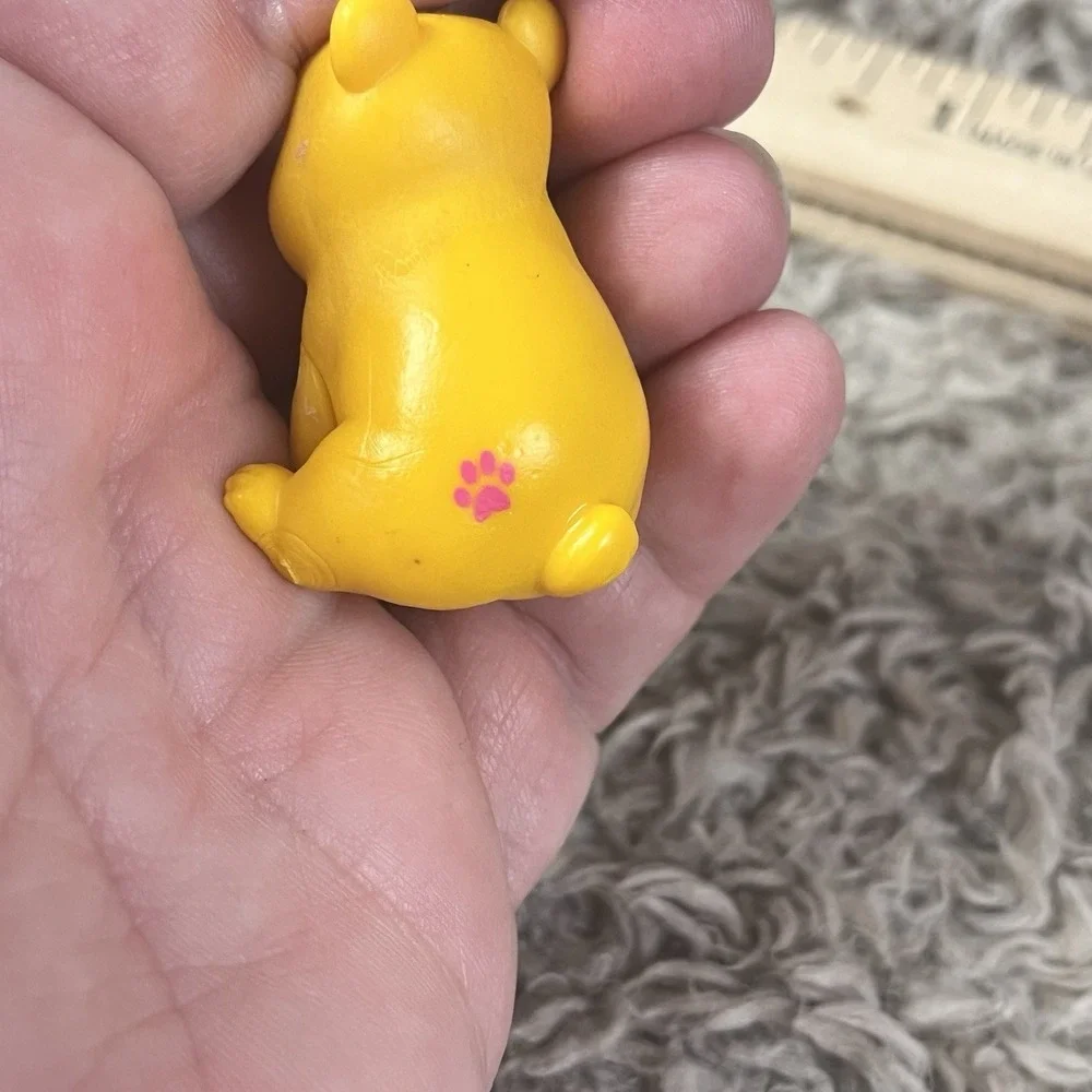 Mattel Barbie Pet Series BEAR Cub Yellow Pink Bow Figure Miniature Toy